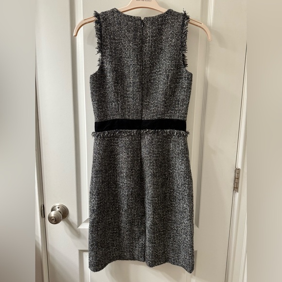 J. Crew Tweed Sheath Dress w/ Velvet detail - Black/White Tweed - 0 - NWT! - Picture 3 of 4